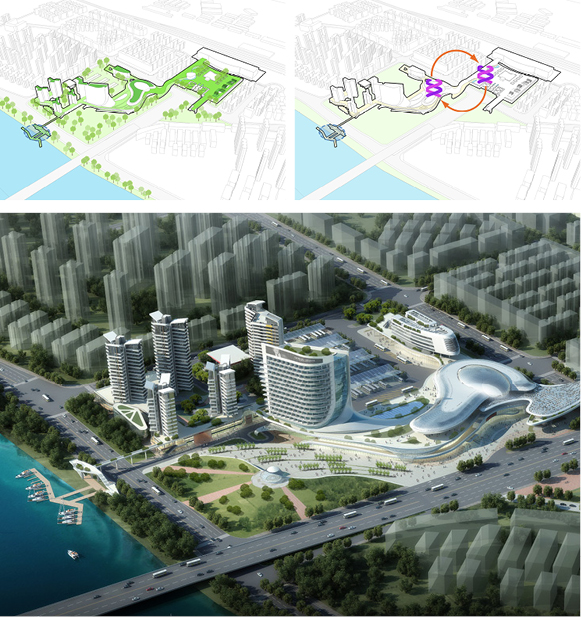 项目名称:丽水交通旅游枢纽工程 用地面积:123,598.3 建筑面积:178,520.27 功能:长途客运、旅游服务中心、酒店、公寓、商业、住宅 项目地点:浙江省丽水市 2016年3月CA联合美国龙安集团及北京城市建设研究院参与了江苏丽水交通旅游枢纽工程项目投标,该项目位于浙江省丽水市莲都片区, 是围绕丽水高铁站功能拓展的综合交通枢纽项目,涵盖客运中心,公交站、出租车换乘站、旅游服务中心、酒店、住宅、站前广场(高铁站)等多元复合功能,被赋予展示丽水历史文化、疏导区域交通、便捷通达丽水各县等城市职能。